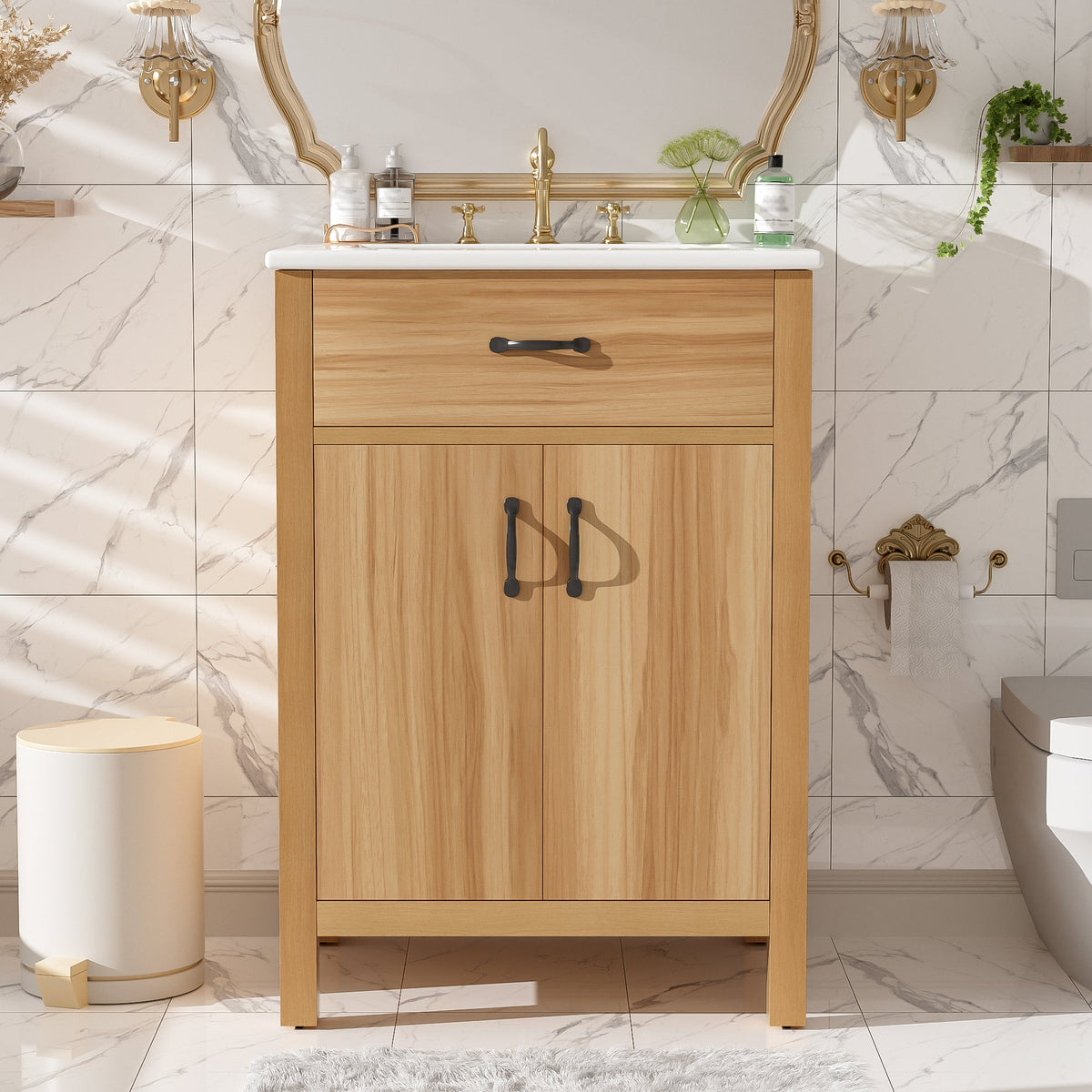 24" Bathroom Vanity With Solid Wood Frame