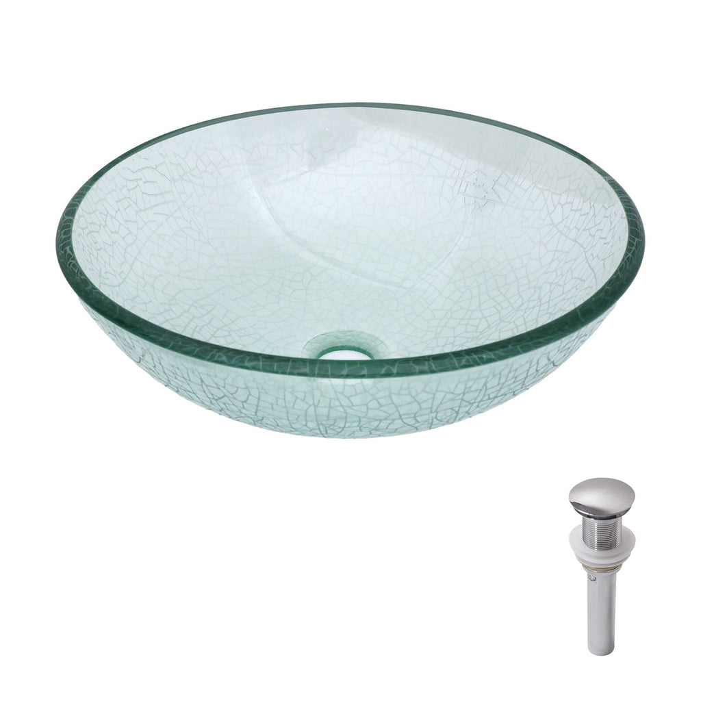 Bathroom Artistic Tempered Crackle-Glass Vessel Sink