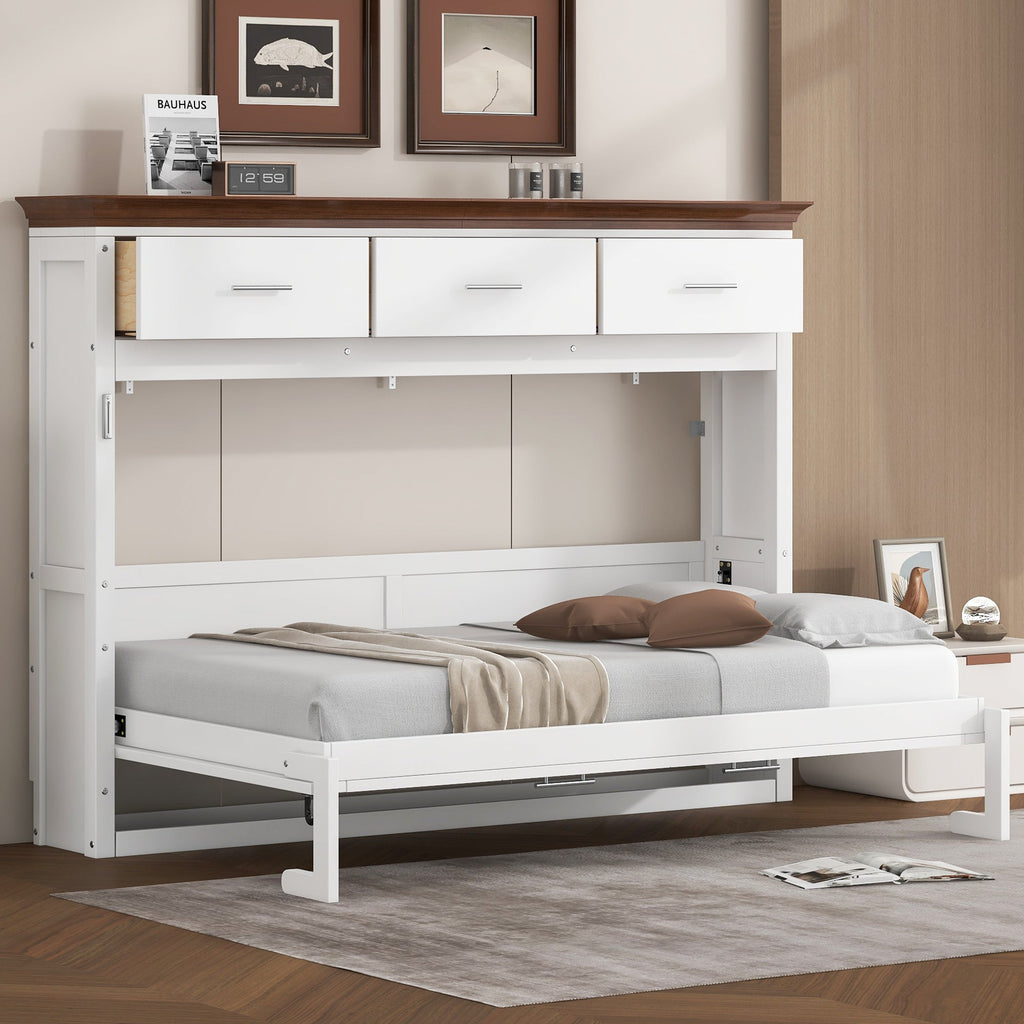 Twin Size Murphy Bed with 3 Drawers