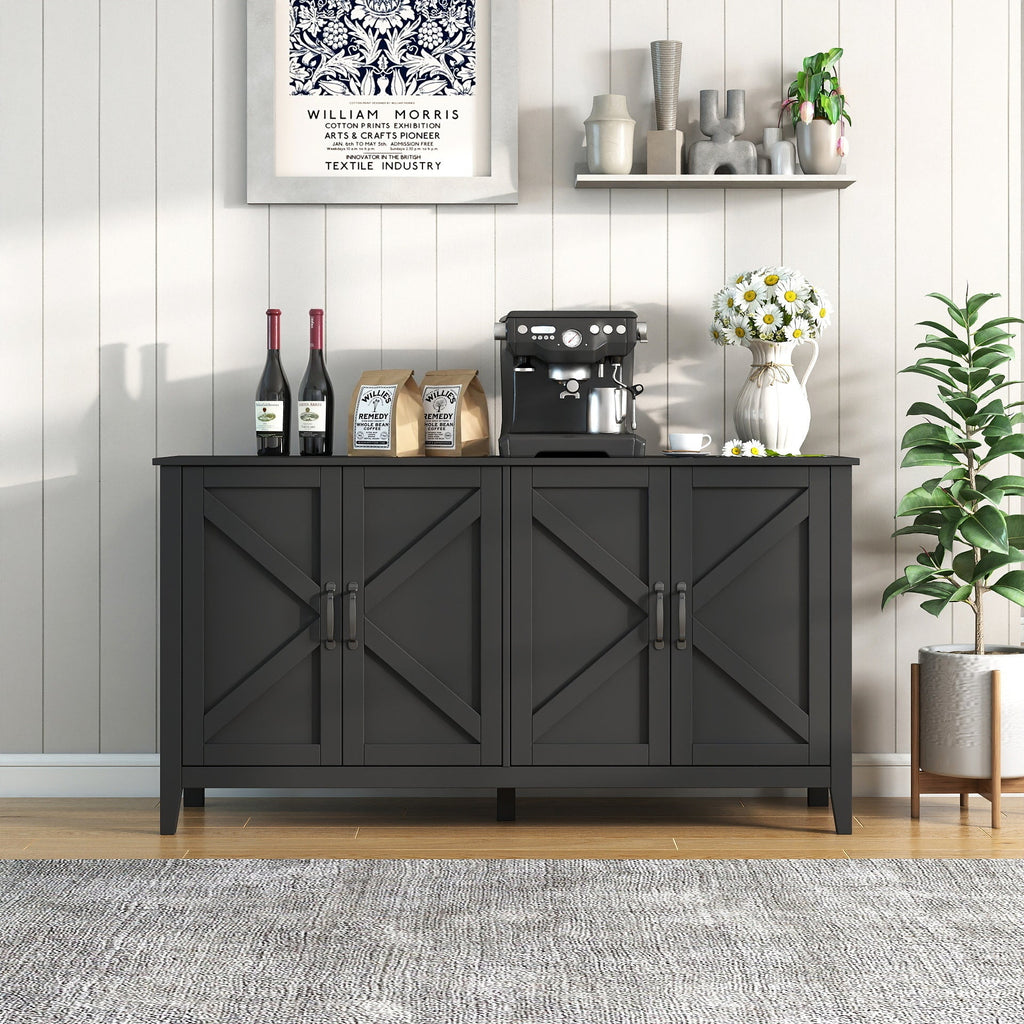 Cabinet with 4 Doors and Open Shelves