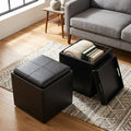 Rockwood 17 Inch Wide Cube Storage Ottoman with Tray in Distressed