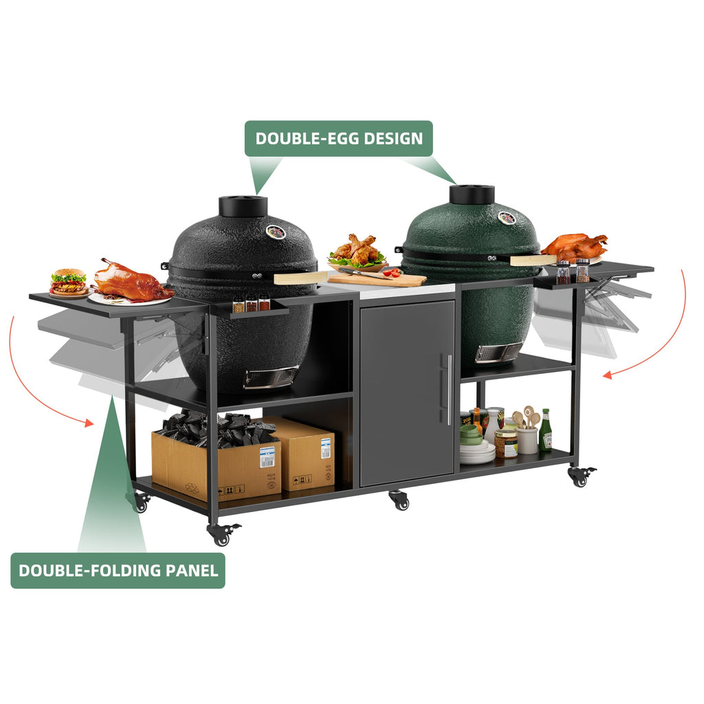 Outdoor Grill Cart for Two Big