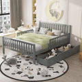 Full Size Wood Platform Bed with Guardrails on Both Sides and Two Storage Drawers