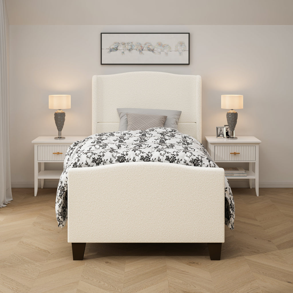 Twin Size Bed Frame with Upholstered Headboard