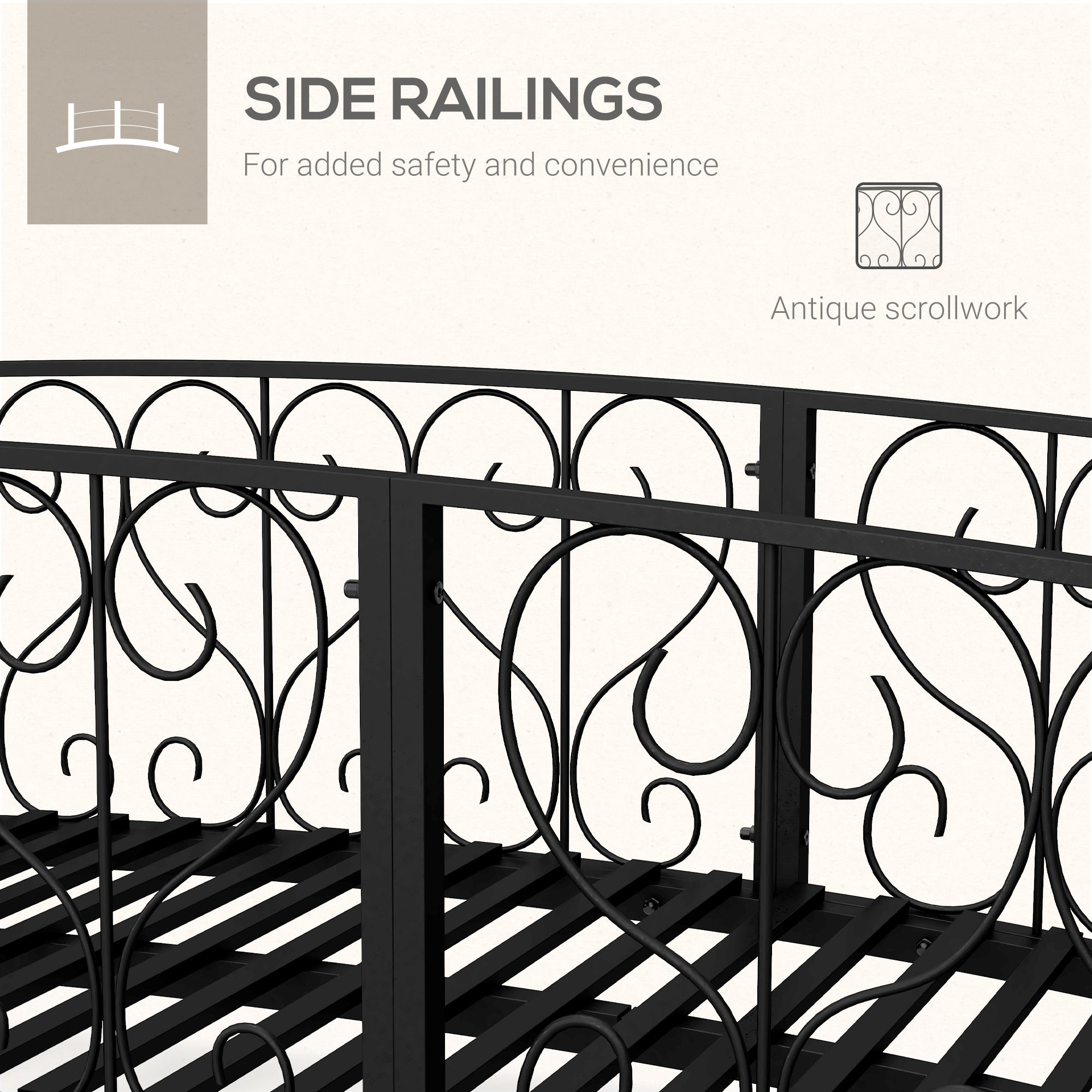 Outsunny 7' Metal Arch Garden Bridge with Safety Siderails