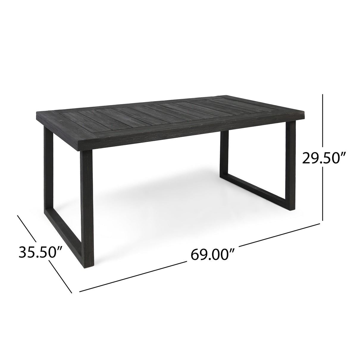 2-Piece Solid Acacia Wood Outdoor Dining Set, Sandblast Dark