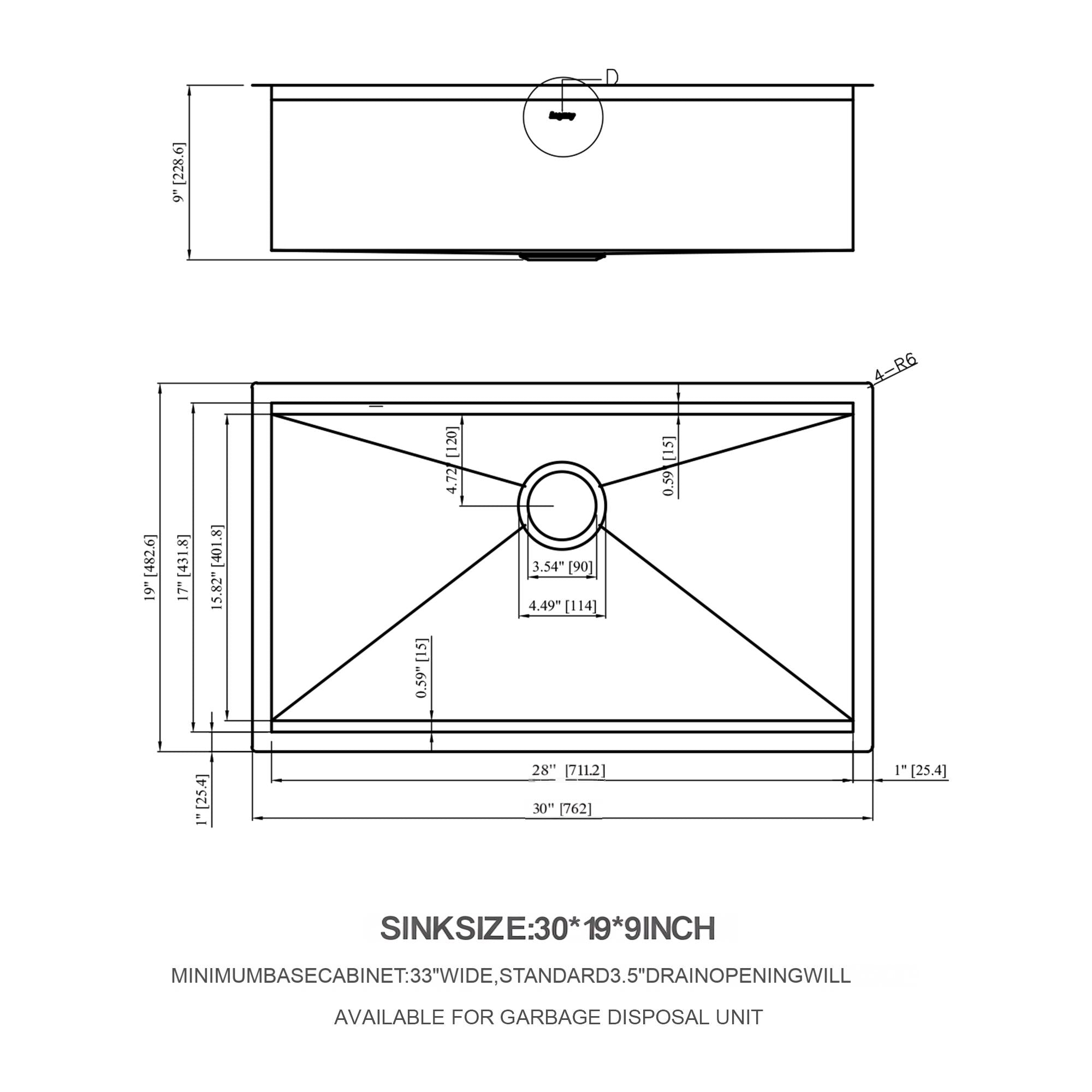 30" Undermount Kitchen Sink - 16 Gauge Stainless Steel