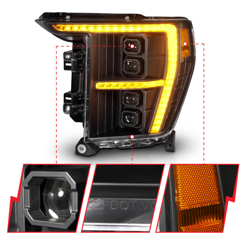 ANZO 21-23 Ford F-150 (w/Factory Halogen) Z-Series Full LED Proj Headlights - Driver Side ONLY 111593X-L