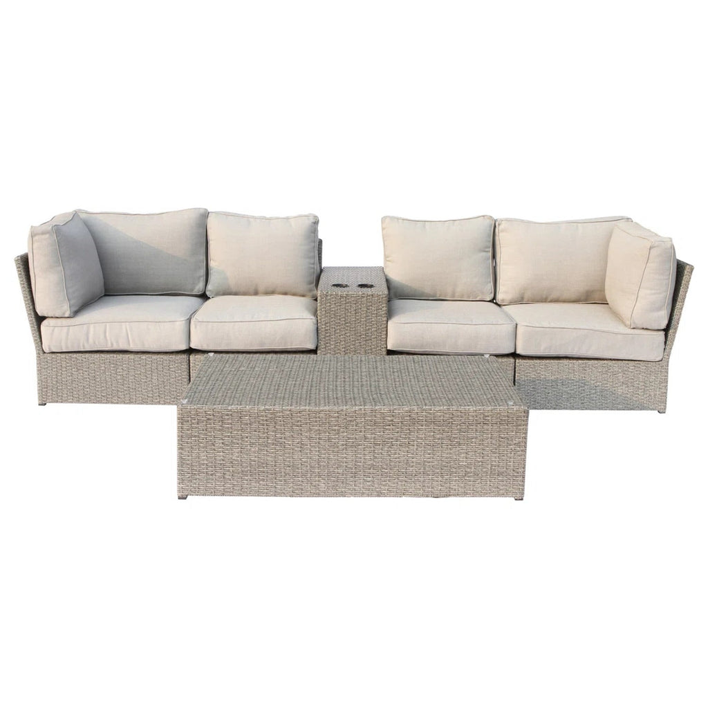 4-Seat Outdoor Wicker Conversation Set with Cushions