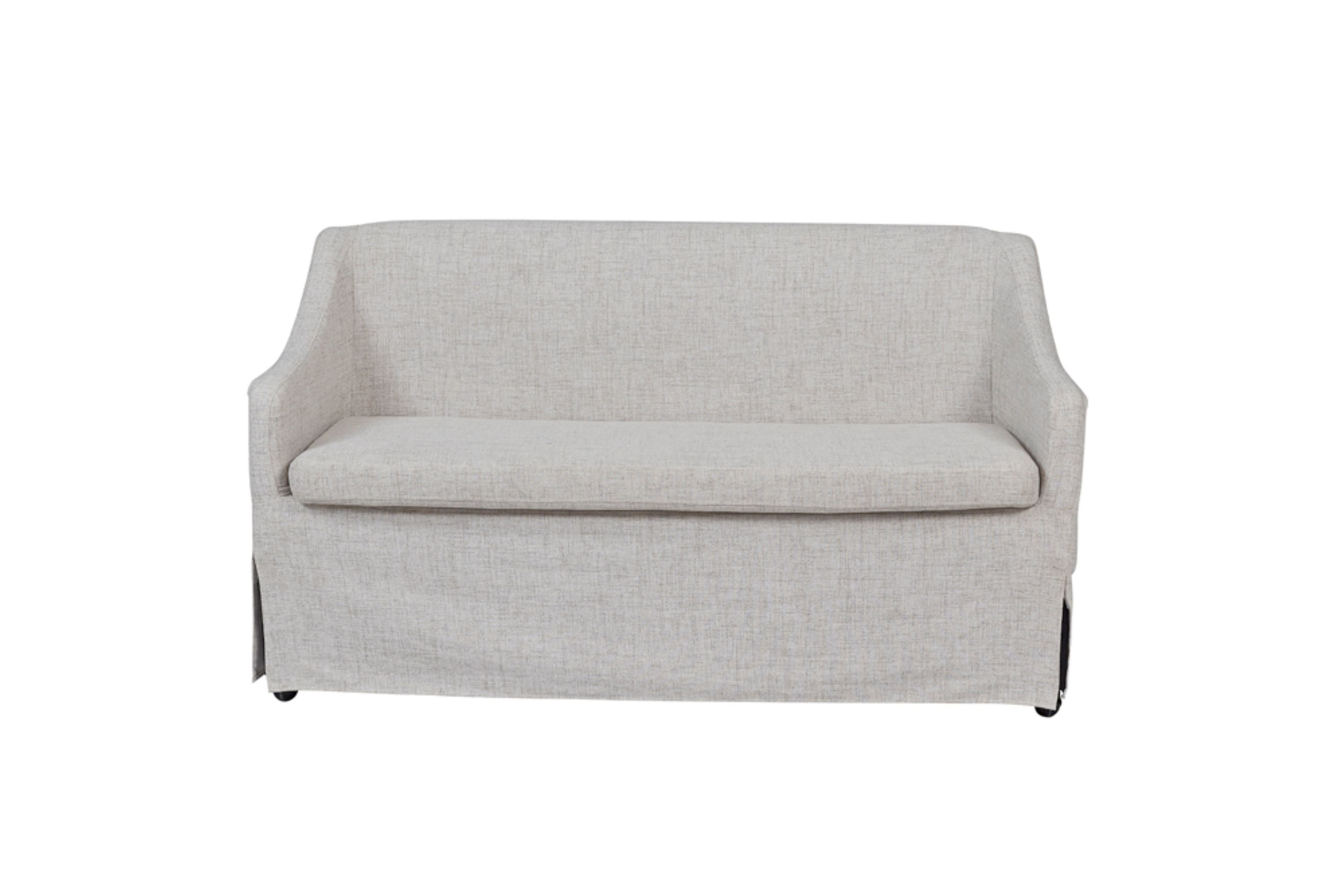 Slip Covered Settee with Casters