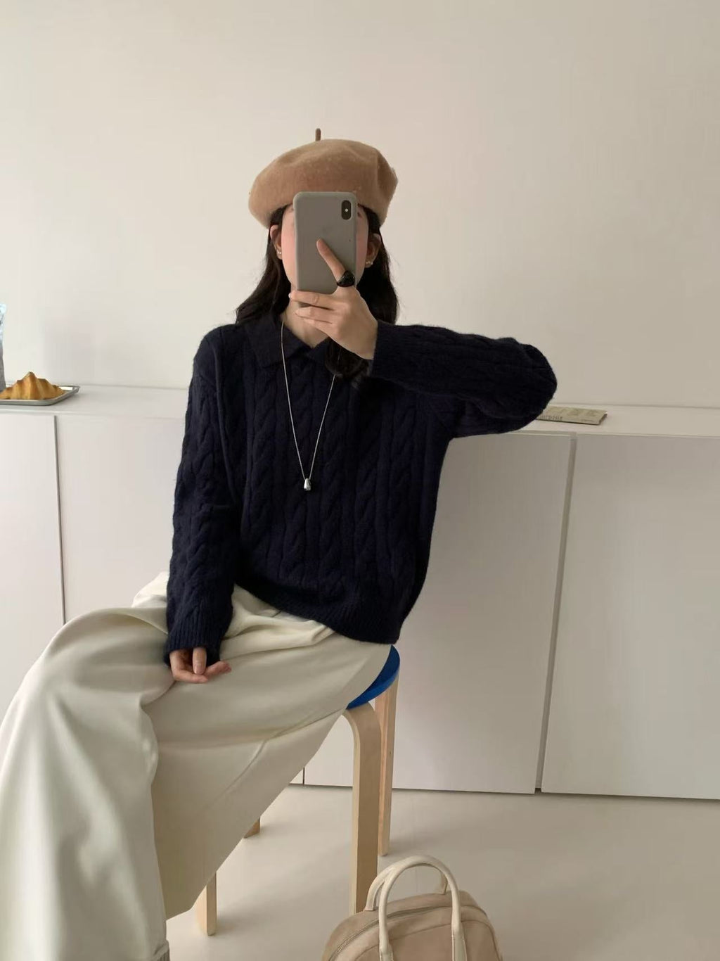 Women Lapel Cable-Knit Pullover Sweater New Arrival For Autumn And Winter Loose-Fit Pullover Knit Top For Outerwear Or Layering