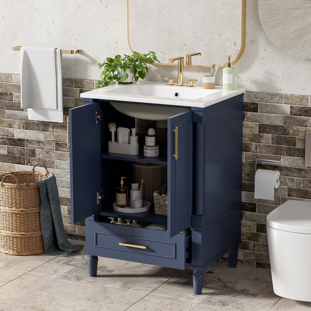 24" Modern Bathroom Vanity with Ornate Motif Design