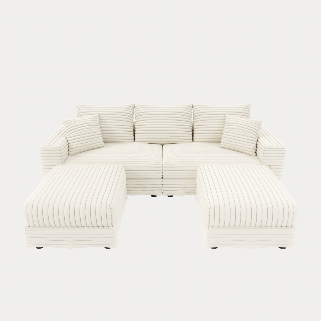 82.7" Plush Corduroy 3-Seat Sofa