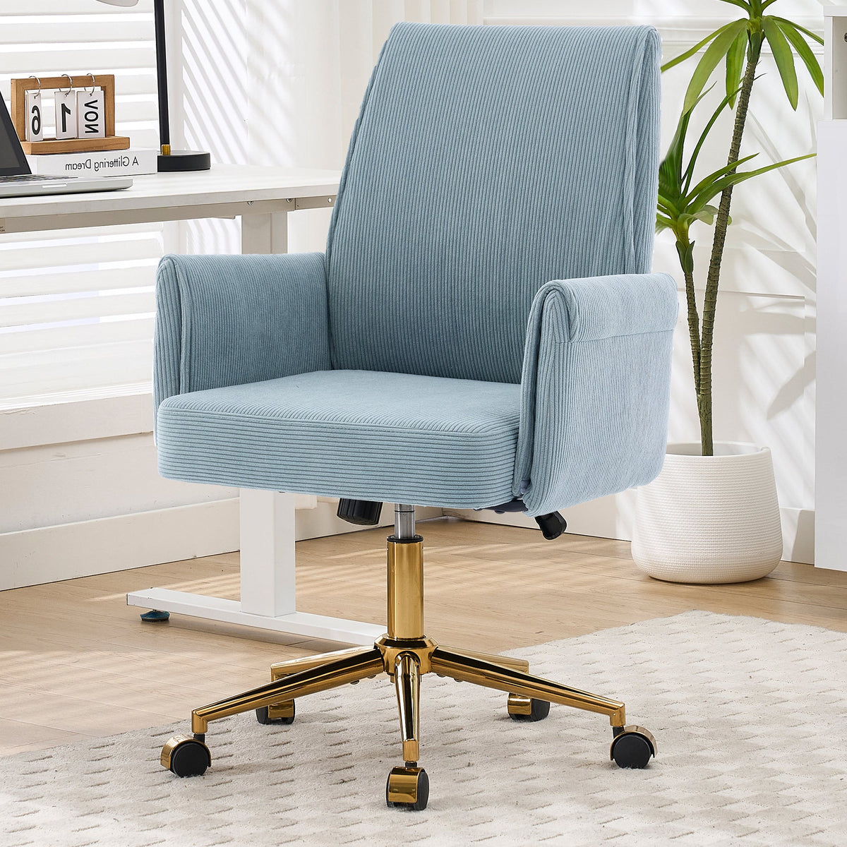 Mid-back Liftable Office Chair in Striped Fabric