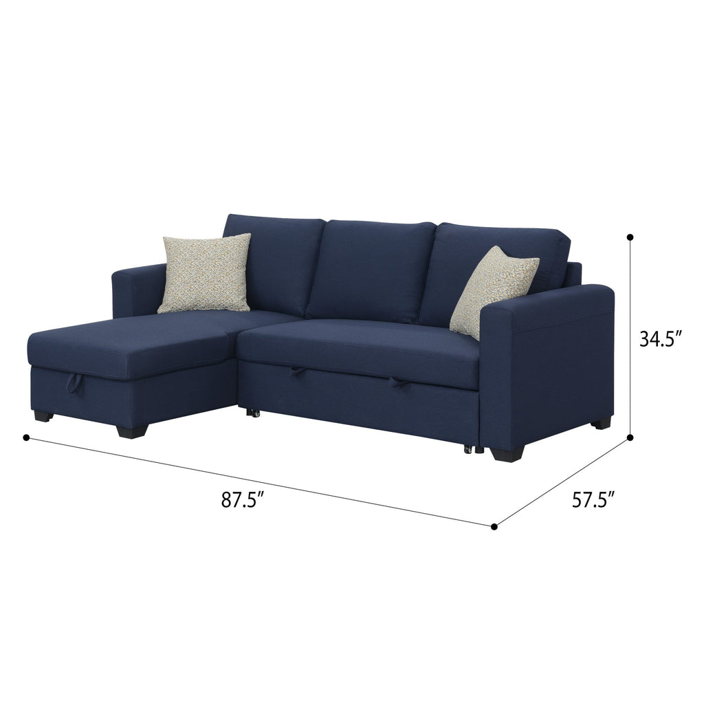 Navy Reversible Sectional with Pop-Up Sleeper and Storage Chaise