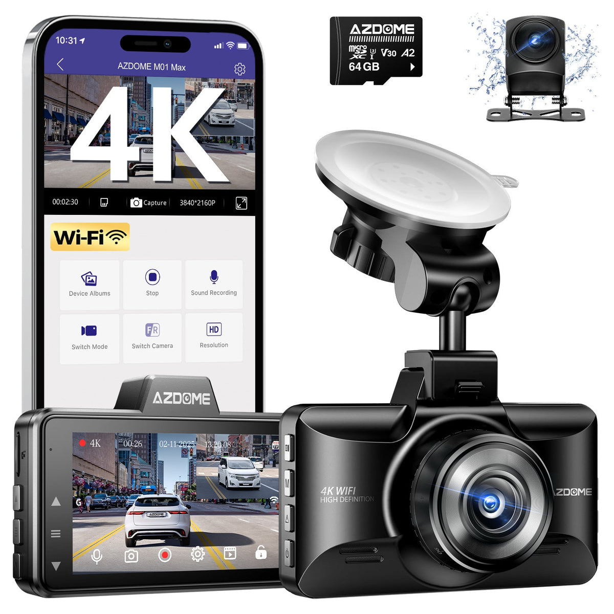 4K HD Dashcam With Voice Control And ADAS Driving Assistance