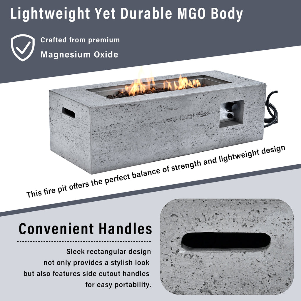 U_STYLE Outdoor Rectangular Propane Fire Pit 40000 BTU
