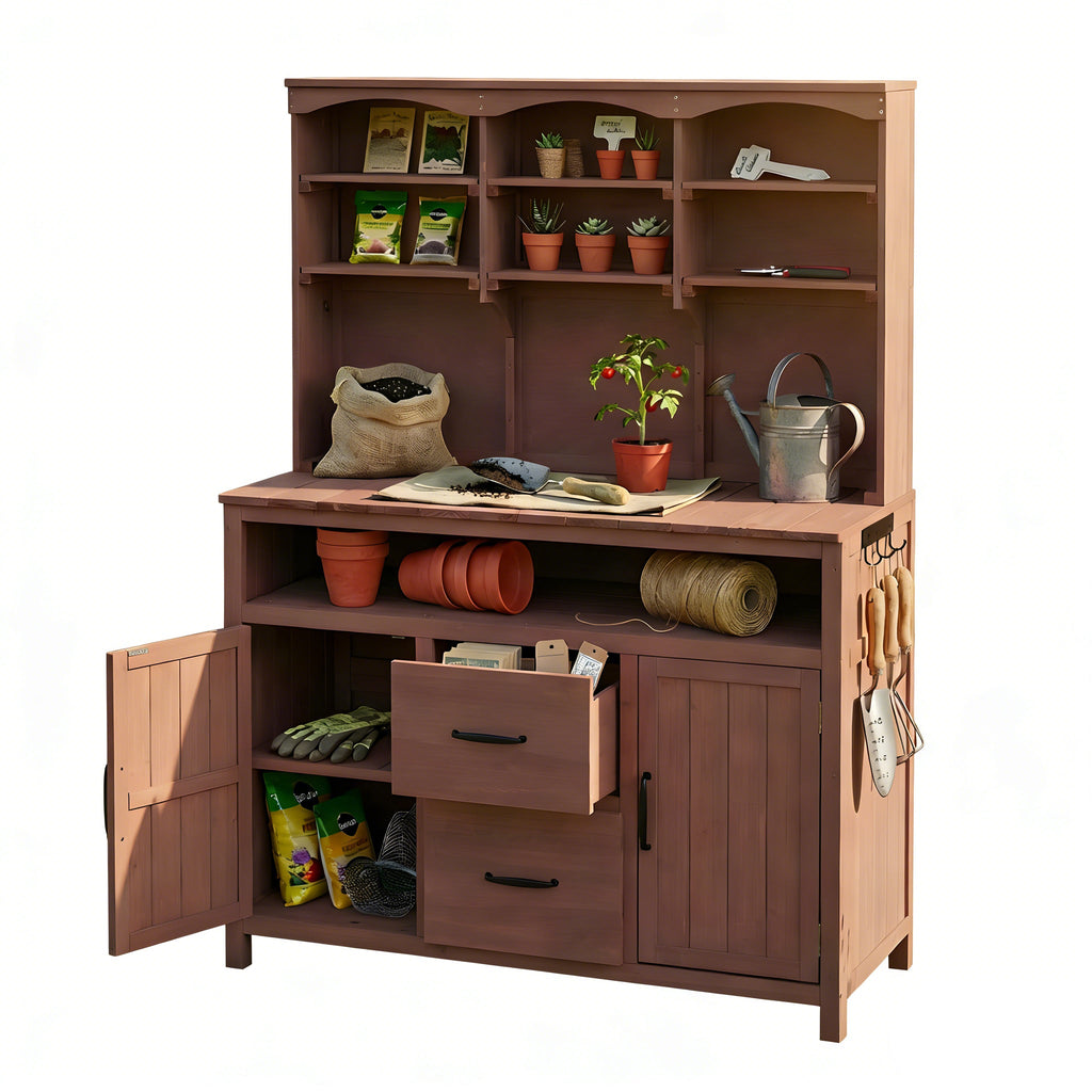 TOPMAX Large Fir Wood Potting Bench
