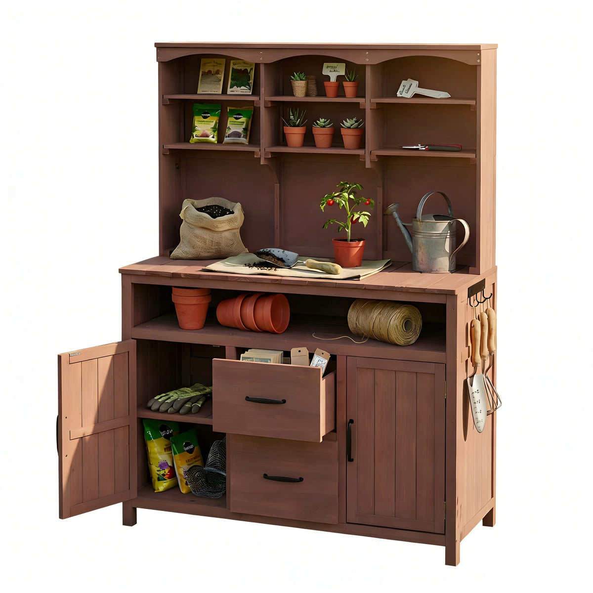 TOPMAX Large Fir Wood Potting Bench