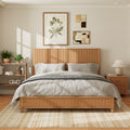 Solid Wood King Bed Frame with Tall Headboard
