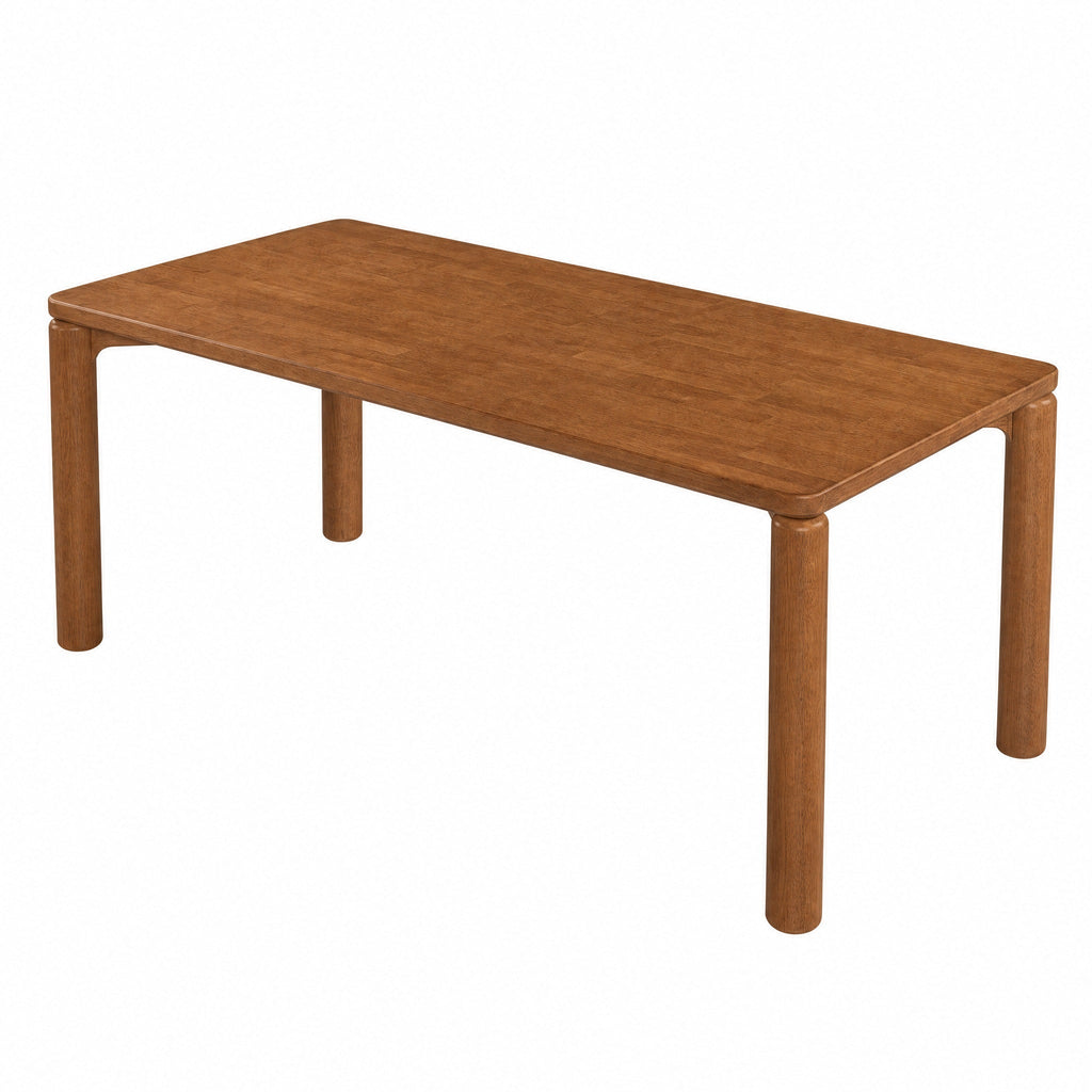 Mid-Century 7-Piece Dining Table Set, 70" Rubber Wood