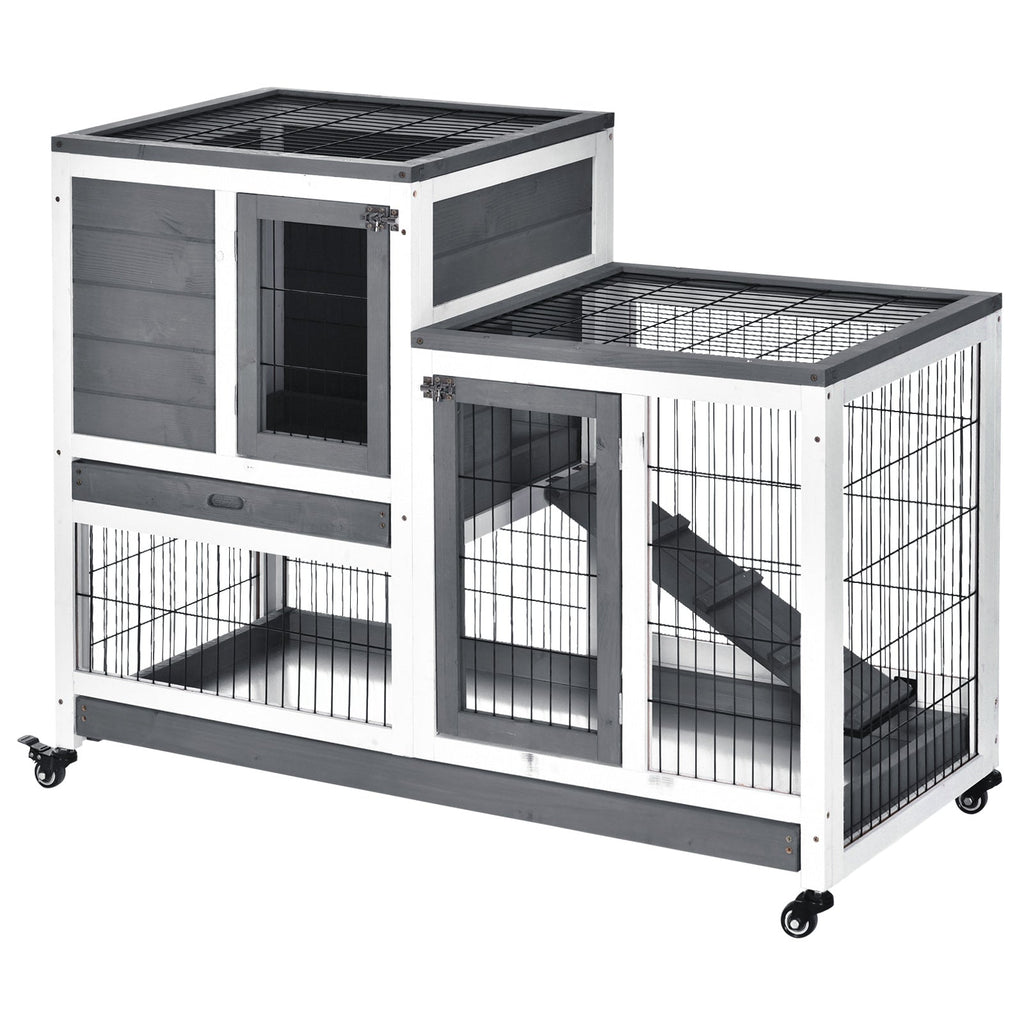 PawHut Wooden Rabbit Hutch Elevated Bunny Cage