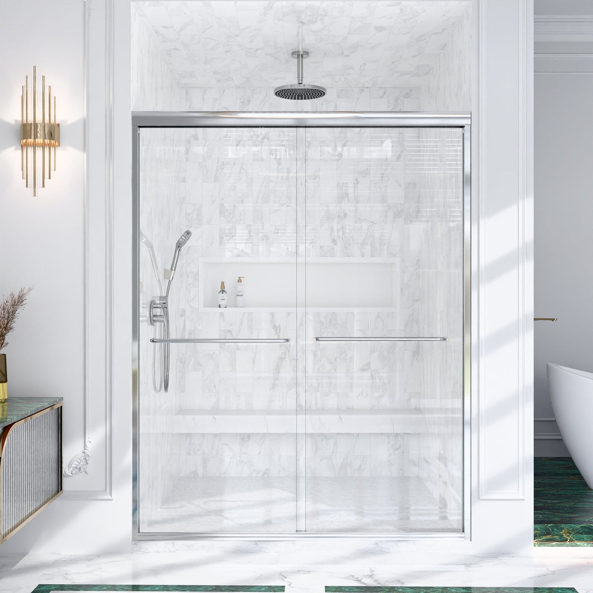 Semi-Frameless Double Sliding Shower Door
