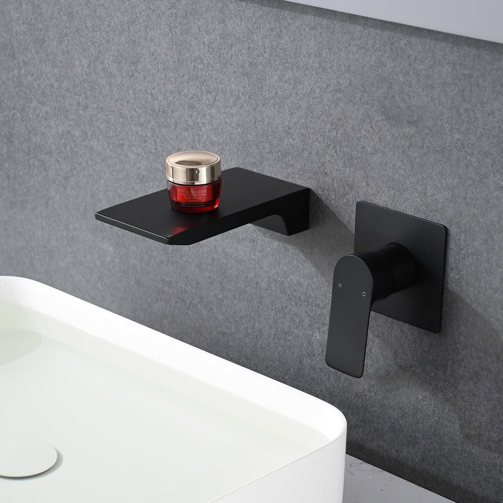 Matte Black Wall Mount Bathroom Sink Faucet