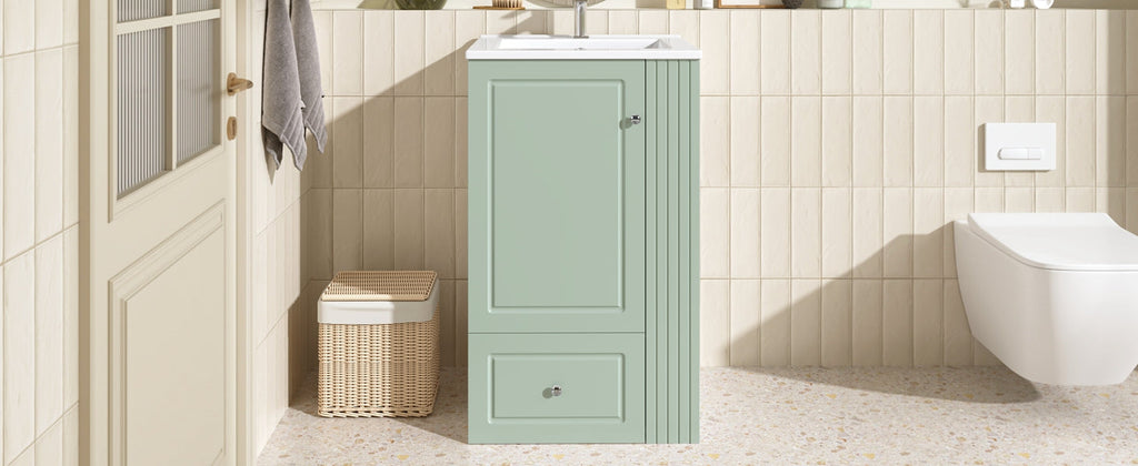 20" Freestanding Bathroom Vanity With Ceramic Sink