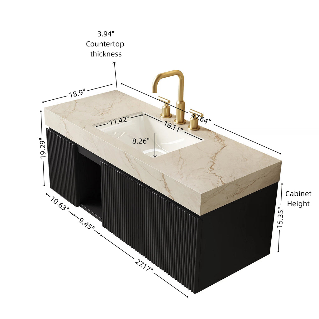 Eiden 48" Bathroom Vanity & Sink, Floating Storage Cabinet