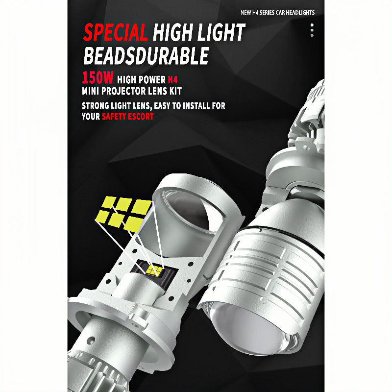 H4 LED Headlight Bulb With Projector Lens T80 80W High Low Beam Integrated  High End Auto LED Headlamp Replacement
