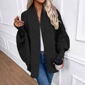 Solid-color, Large Lapel, Loose-fit Knitted Cardigan For Women