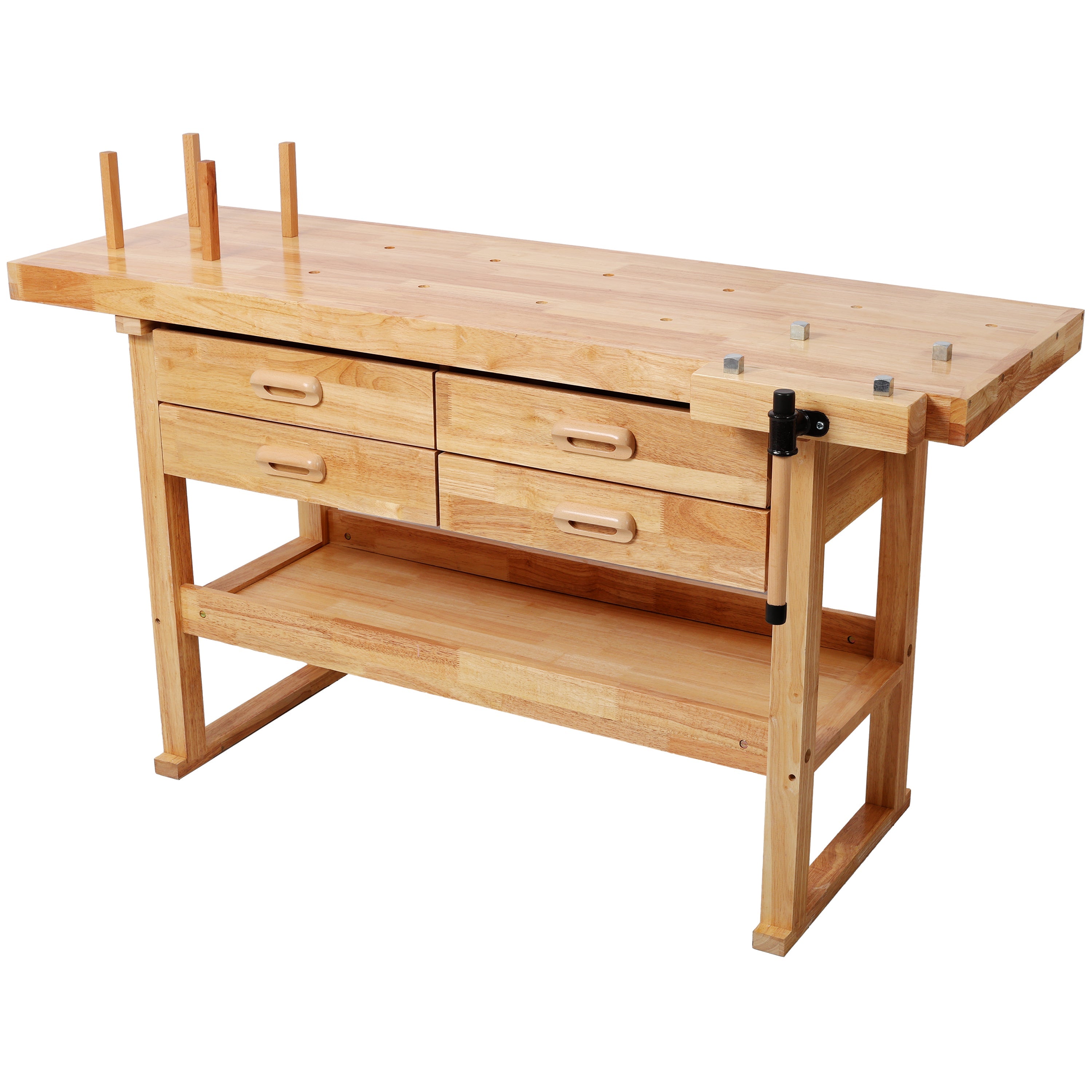 60-Inch Rubber Hardwood Workbench with 4 Drawers