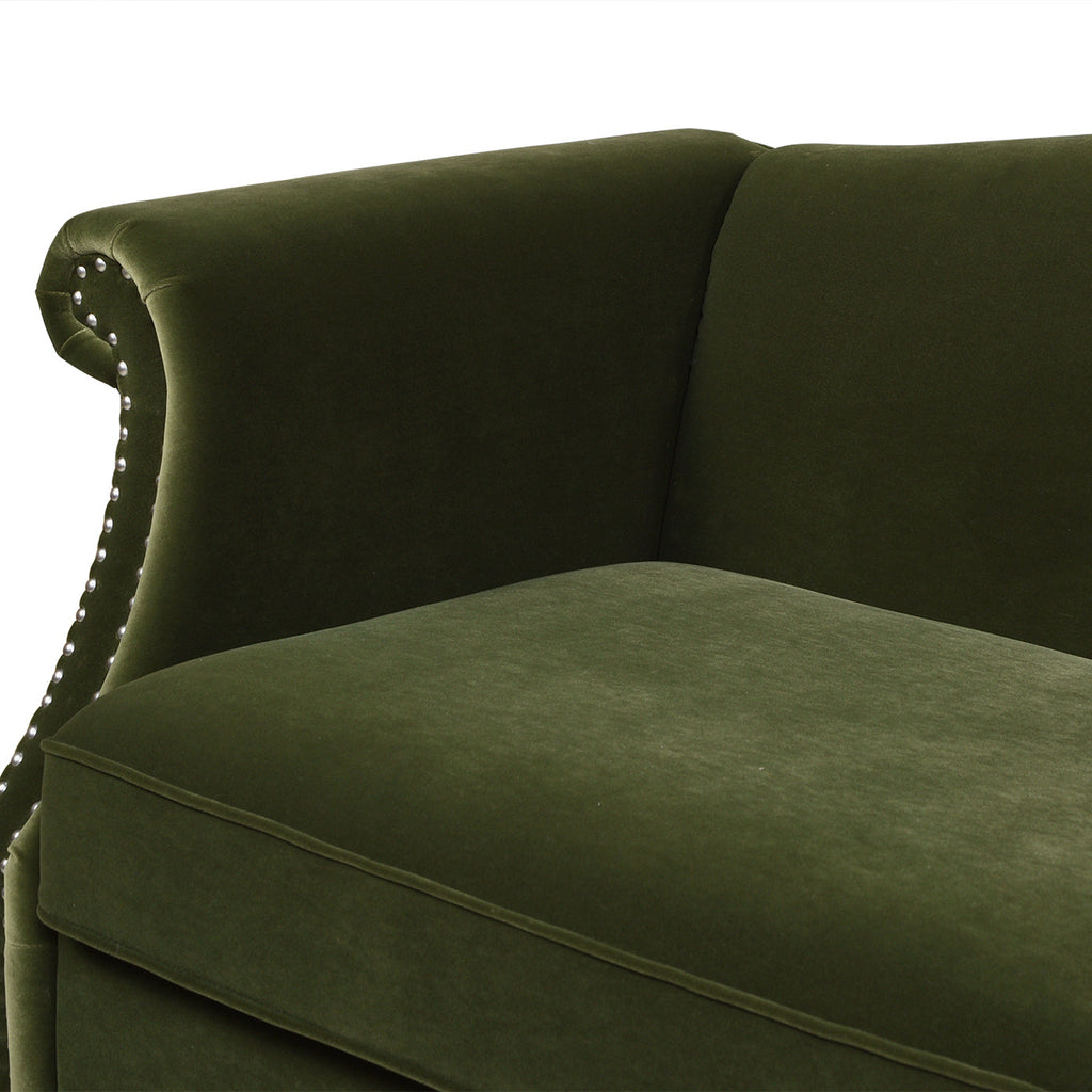 Elaine 77" Camel Back Small Space Sofa, Olive