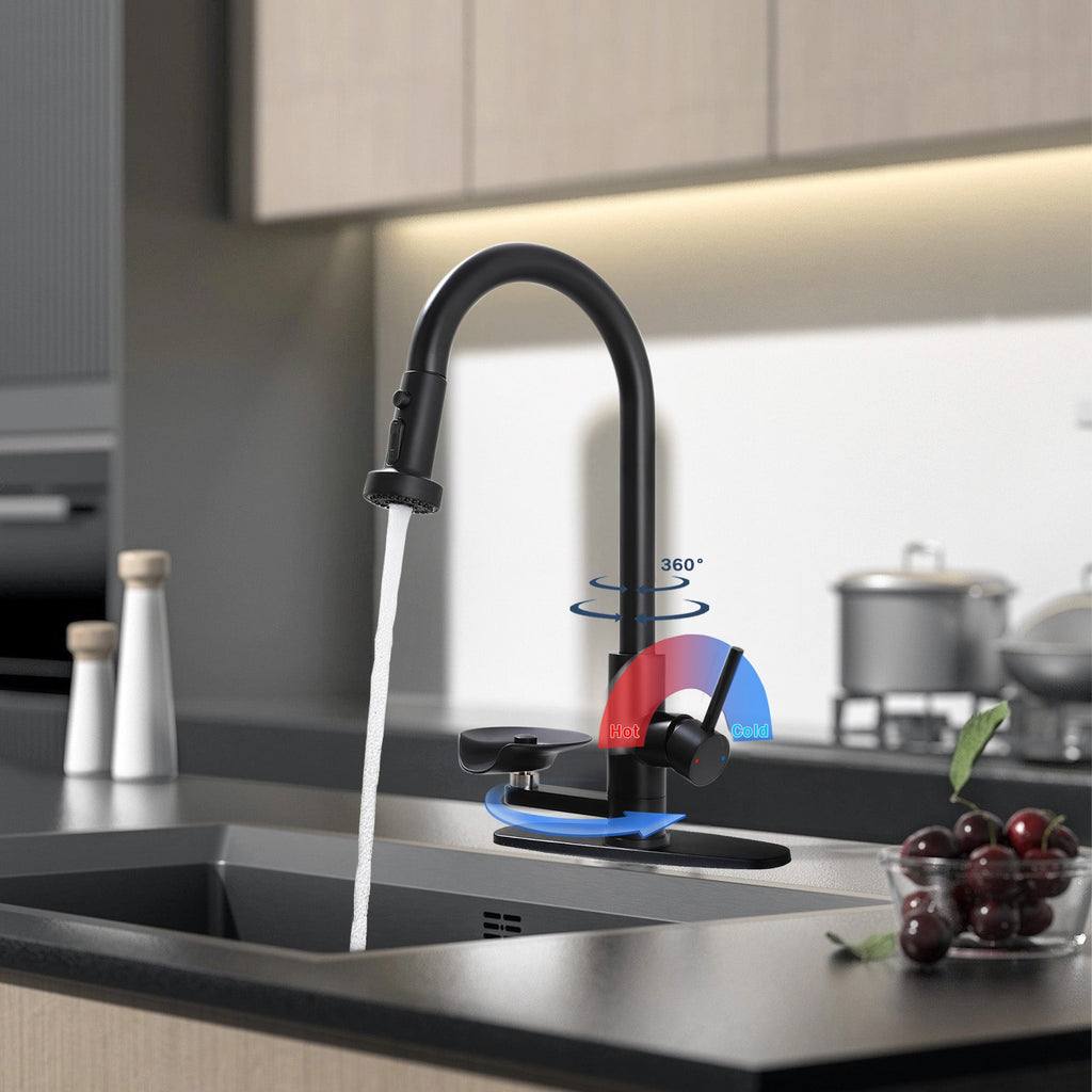 3-in-1 Kitchen Faucet with Press-Type Glass Rinser