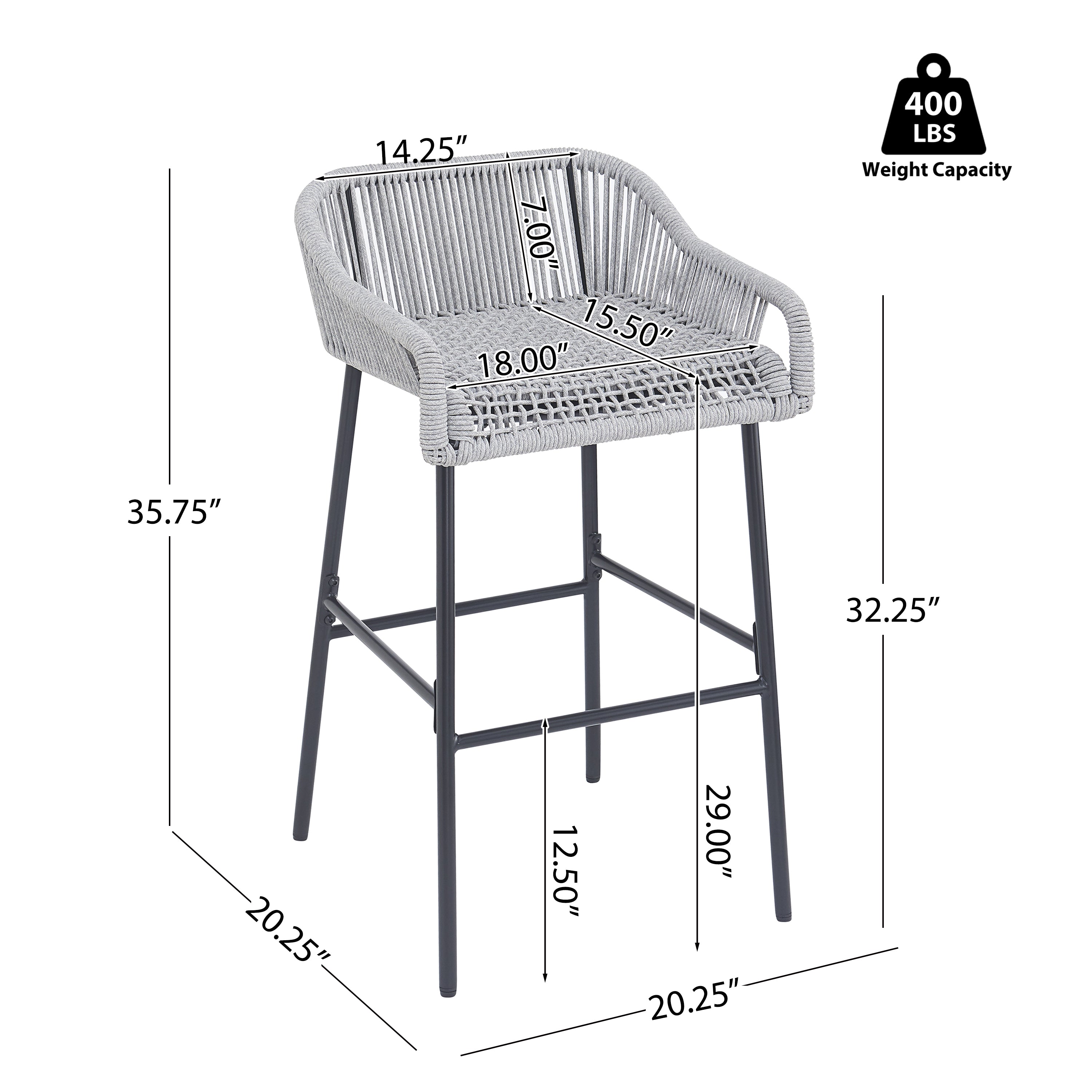 La Push Outdoor Patio Bar Stool Set