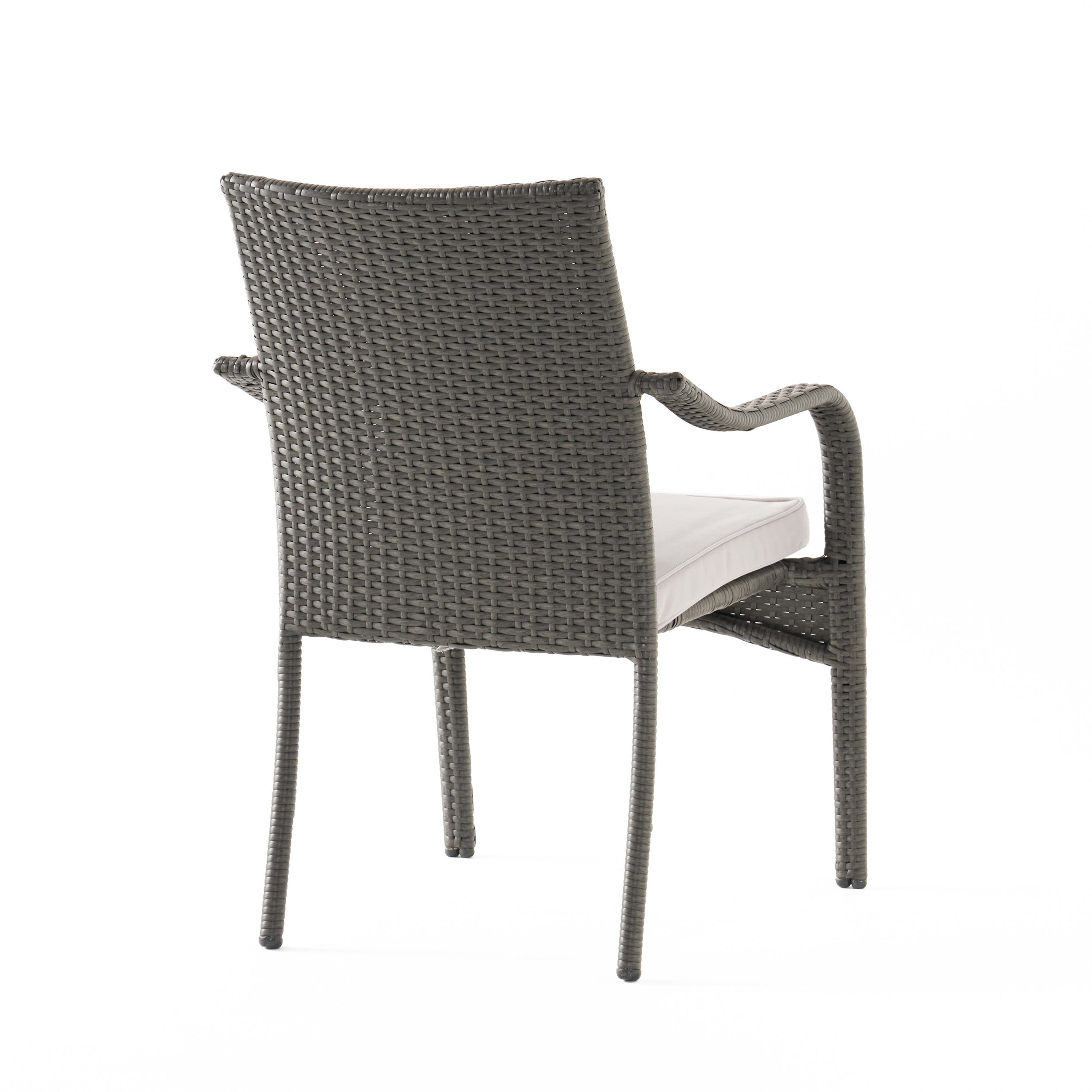 Outdoor PE Rattan Stacking Chair Set with Cushions (Set of 4)
