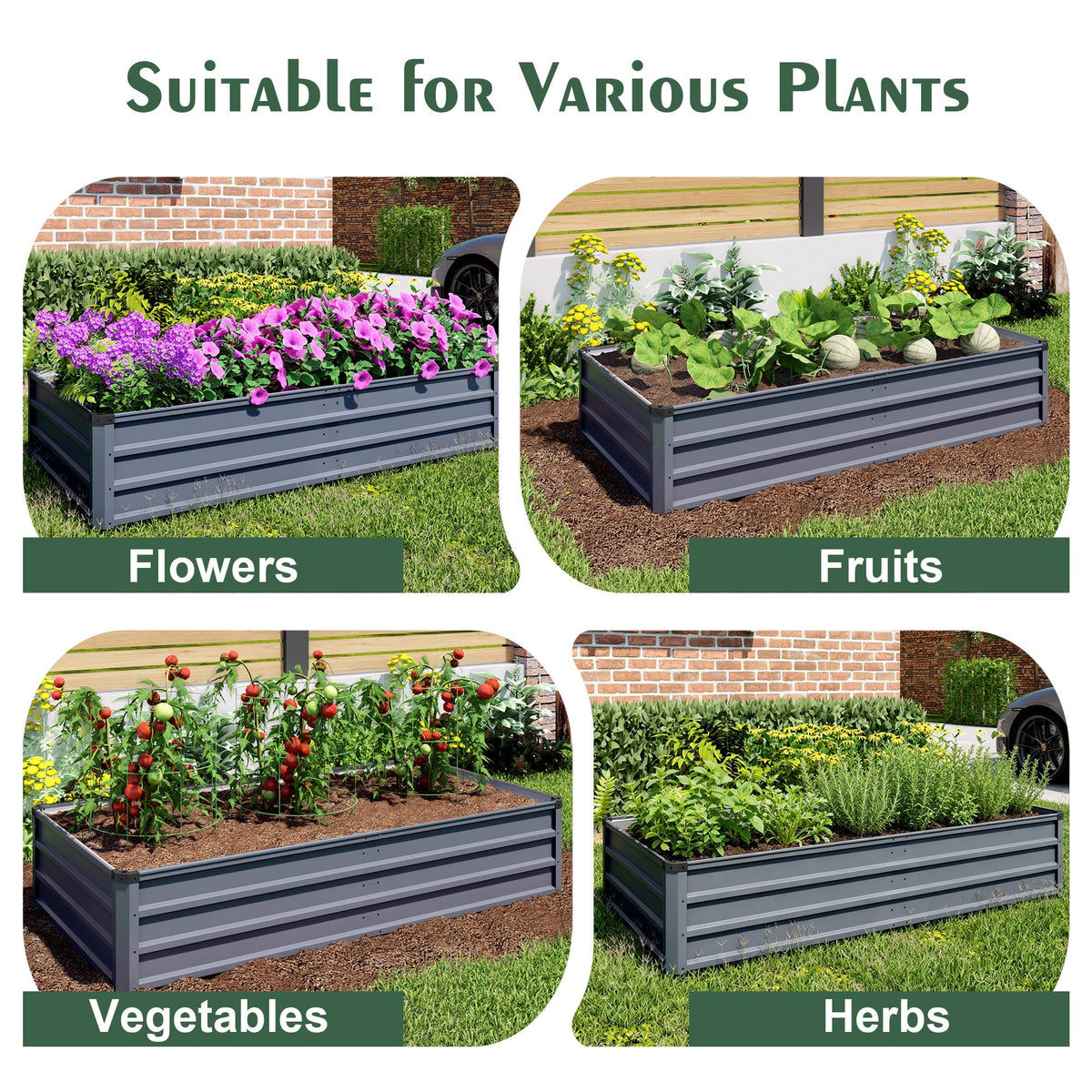 6x3x1ft 2pcs Large Garden Bed Kit