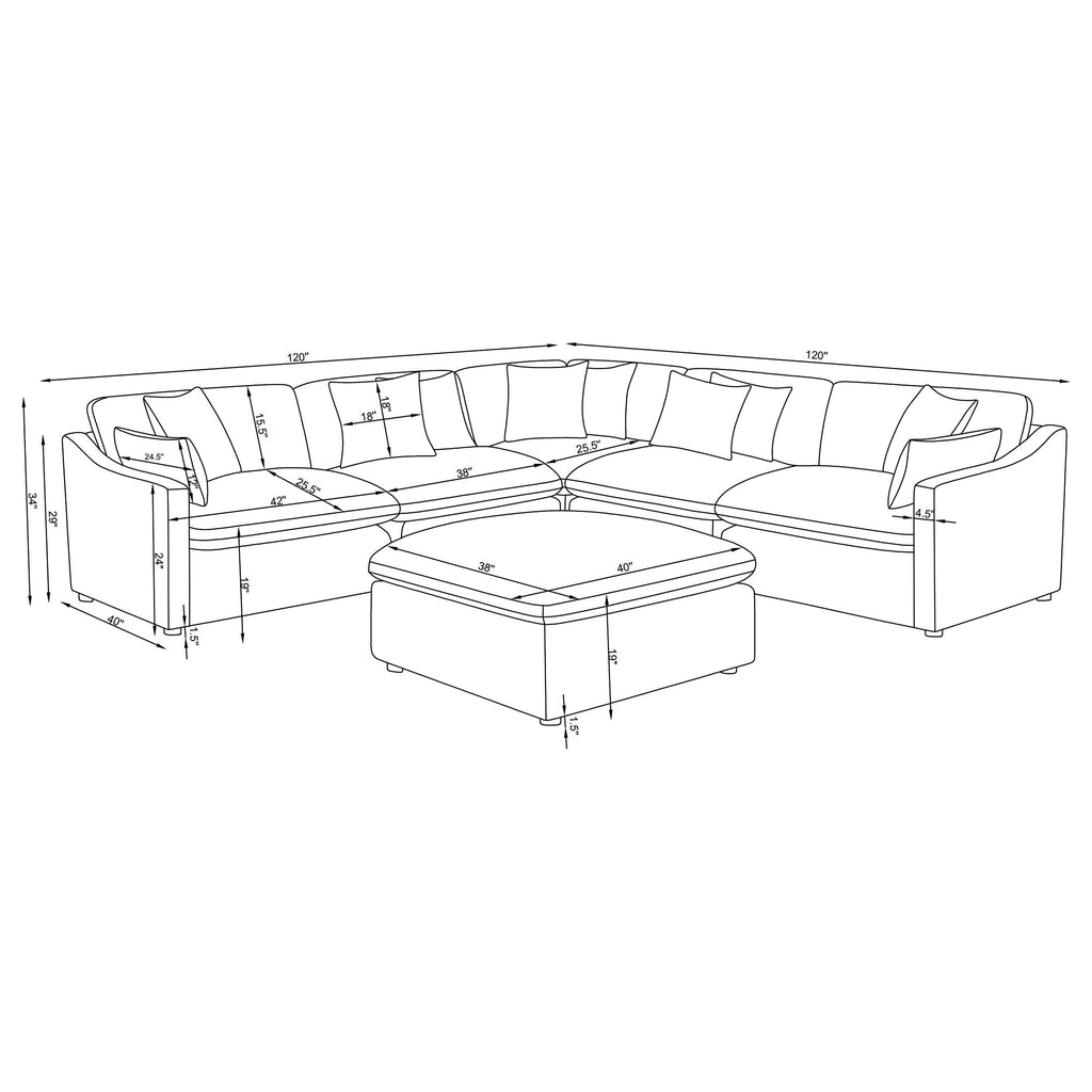 Charcoal 6-Piece Upholstered Modular Sectional Sofa