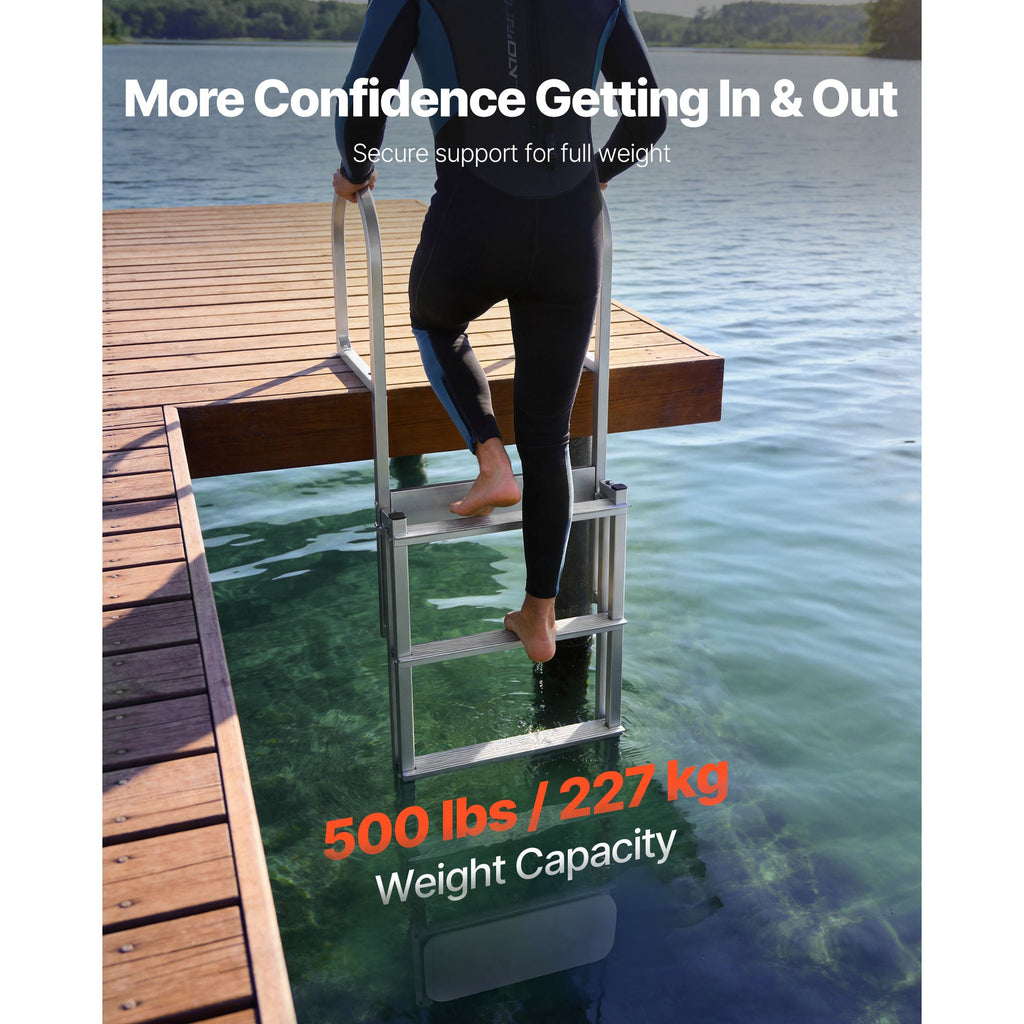 Retractable Dock Ladder - 5 Steps, Aluminum Alloy