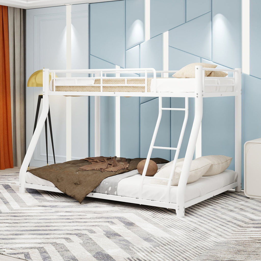 Metal Bunk Bed Twin Over Full Size with Removable Stairs