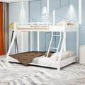 Metal Bunk Bed Twin Over Full Size with Removable Stairs