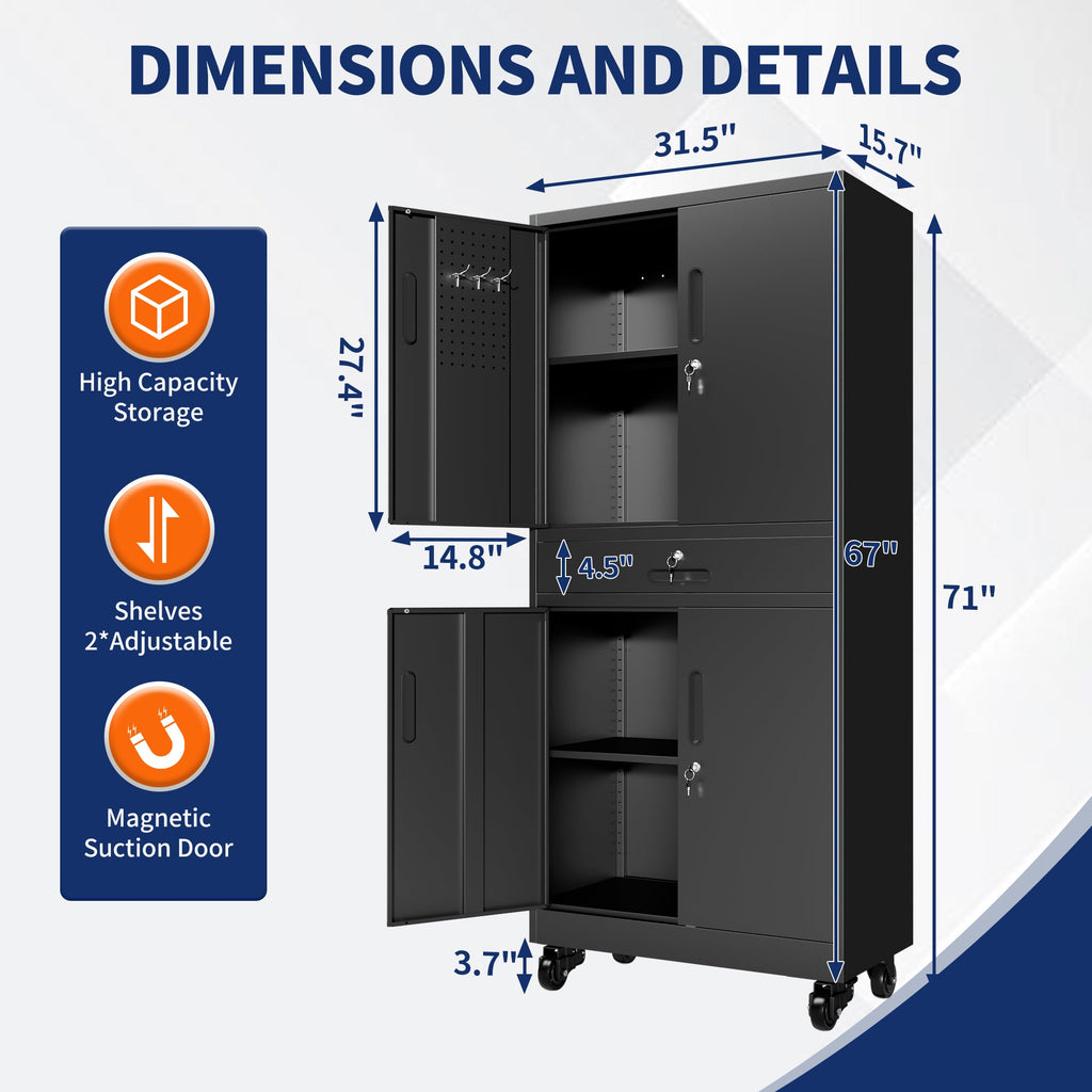 Heavy Duty Metal Storage Cabinet with Drawer
