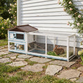 Outdoor Multi-Level Fir Wood Small Animal Rabbit Hutch with Removable Cleaning Trays