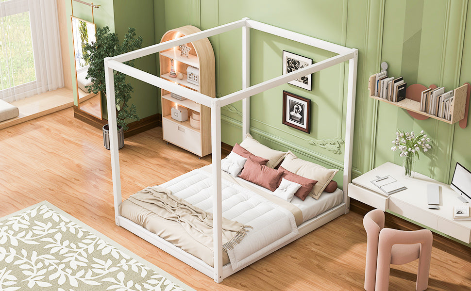 Queen Size Canopy Platform Bed with Support Legs