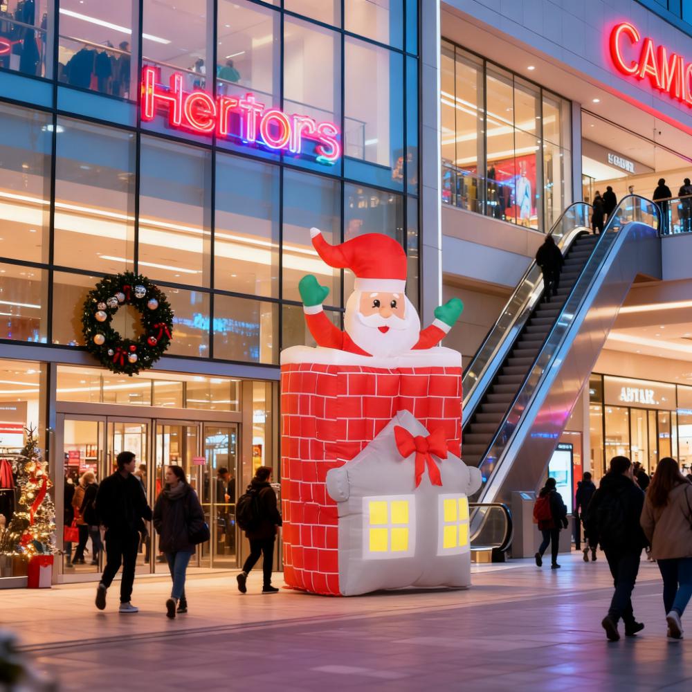 7Ft Christmas Inflatable Santa in Chimney Up and Down