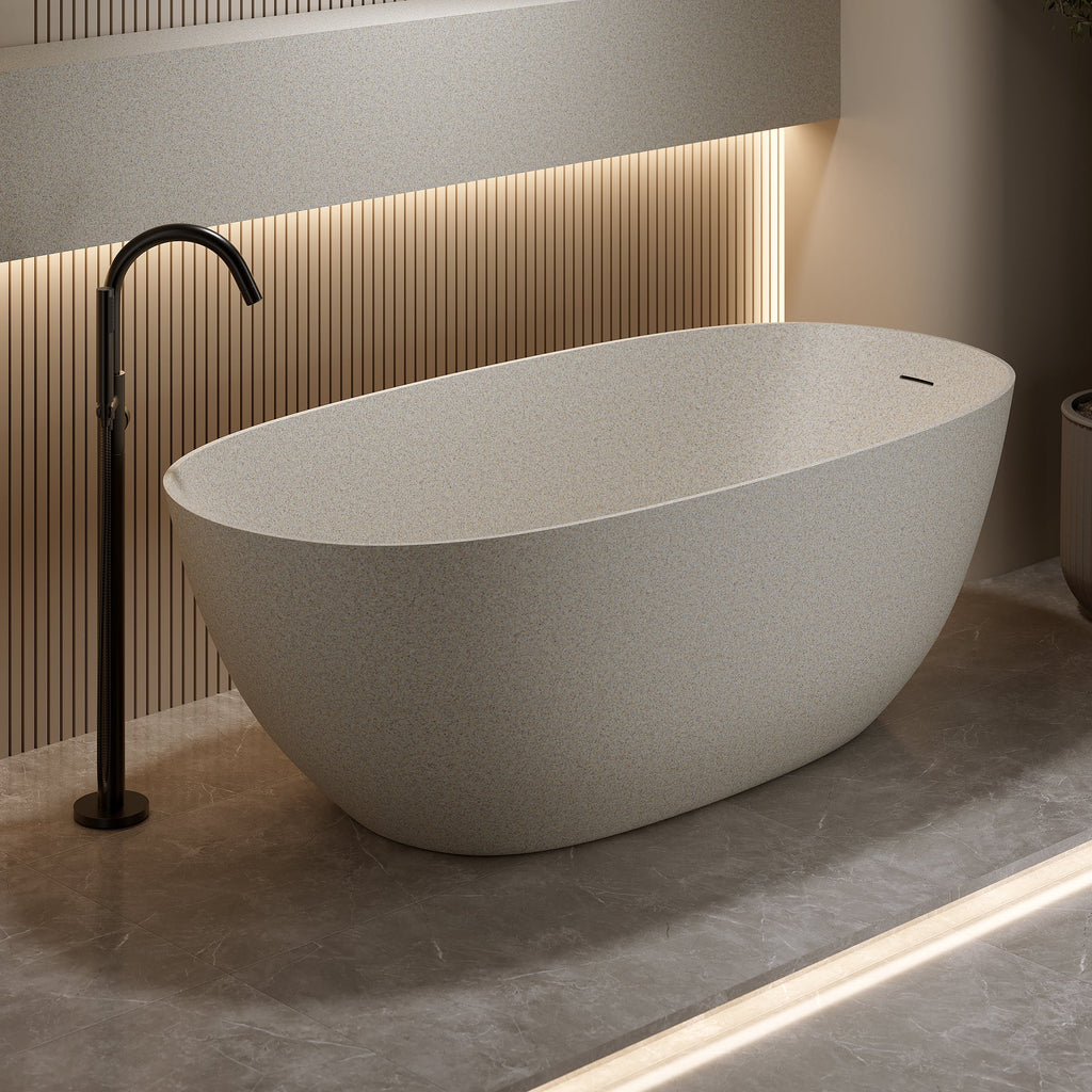 61'' Freestanding Bathtub Resin Stone Soaking Bathtub