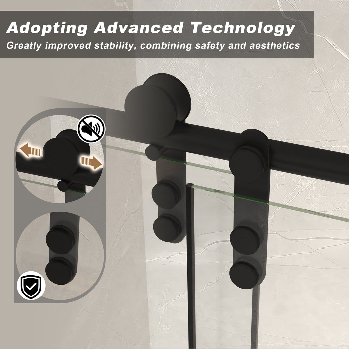 Frameless Sliding Shower Door - 5/16" Clear Tempered Glass