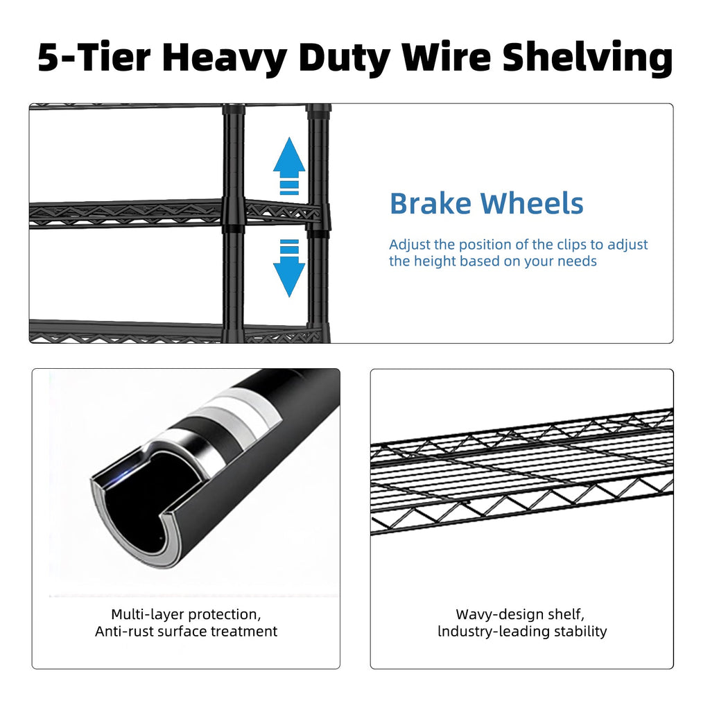 5-Shelf Wire Storage Shelving Unit