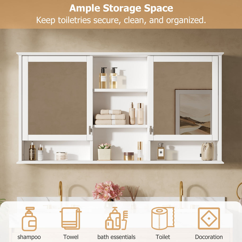 55-Inch Wall-Mount 2-in-1 Mirror Cabinet